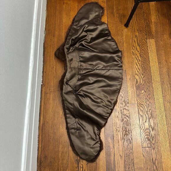 Vintage Brown Mink Fur Stole Capelet Shawl Wrap Union Label Satin Lined - Picture 14 of 16